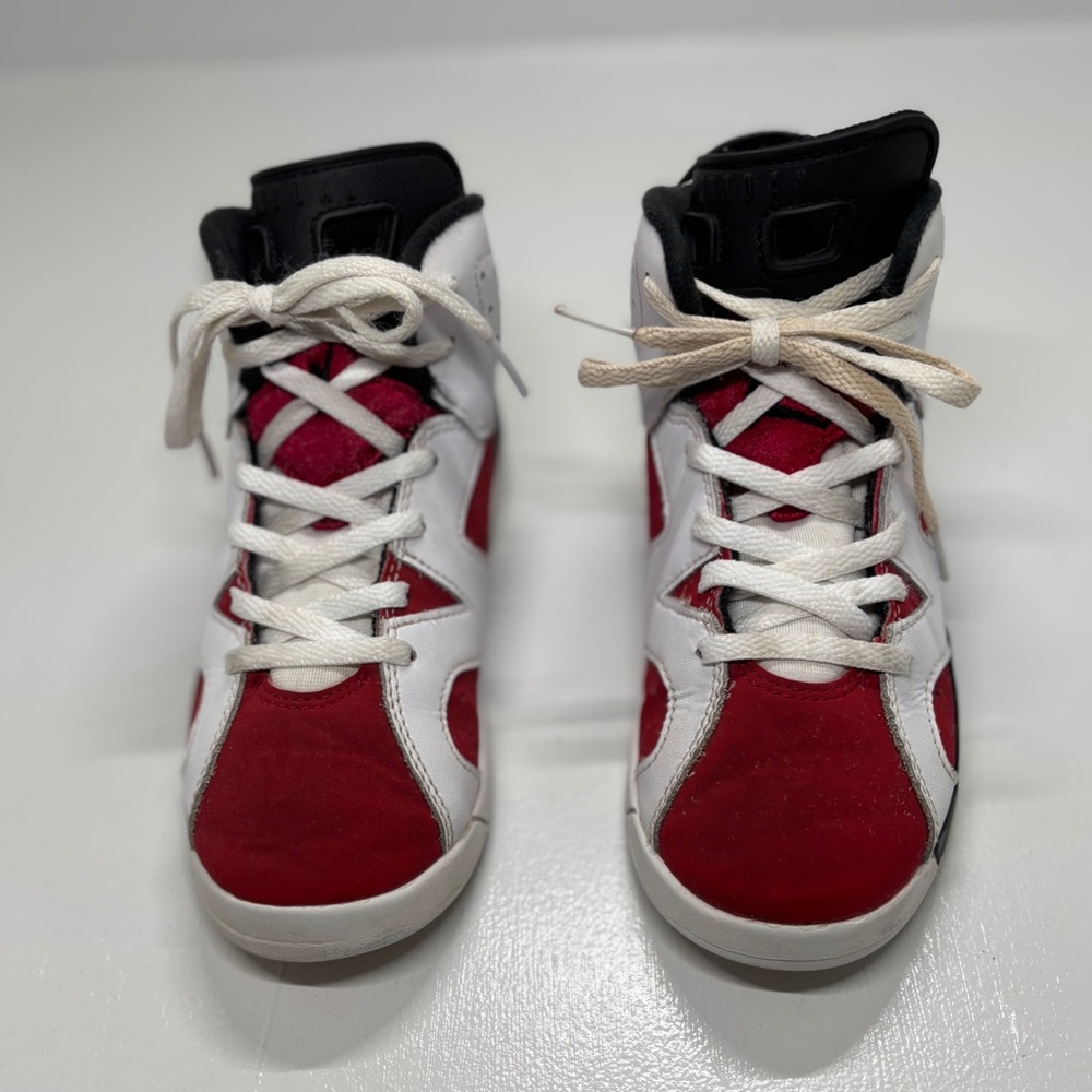 Kids Nike Air Jordan 6 Retro Carmine 13C Red White Black Youth Sneakers - Picture 4 of 11